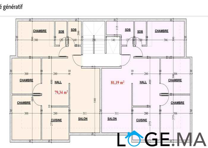 Des appartements a vendre de 80 m² dans un immeuble R+3 avec ascenseur jusqu'à la terrasse près marjan el jadida.